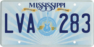 MS license plate LVA283