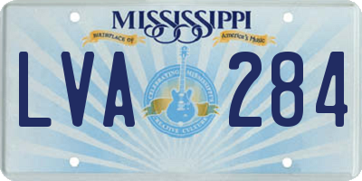 MS license plate LVA284