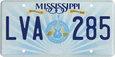 MS license plate LVA285