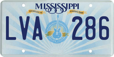 MS license plate LVA286
