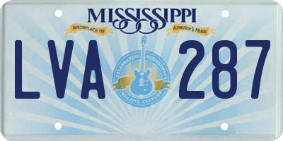 MS license plate LVA287