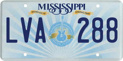 MS license plate LVA288
