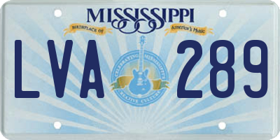 MS license plate LVA289