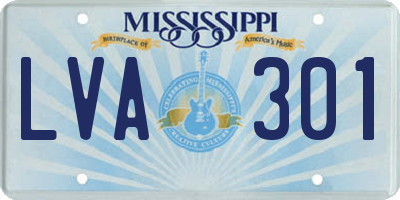 MS license plate LVA301