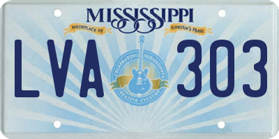MS license plate LVA303