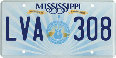 MS license plate LVA308