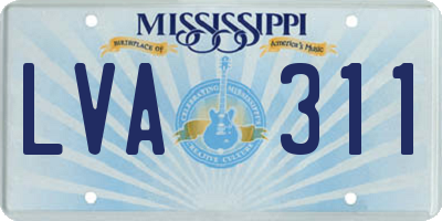 MS license plate LVA311