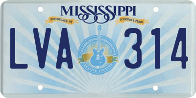 MS license plate LVA314
