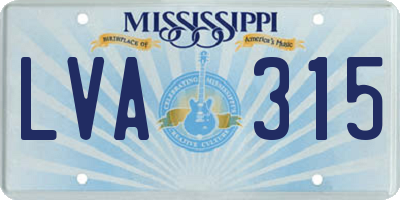 MS license plate LVA315