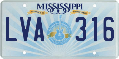 MS license plate LVA316