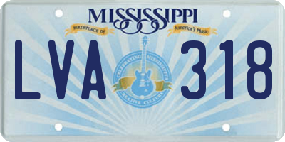 MS license plate LVA318