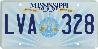 MS license plate LVA328