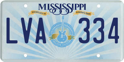MS license plate LVA334
