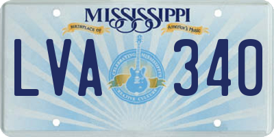 MS license plate LVA340