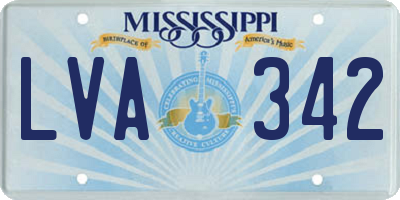MS license plate LVA342