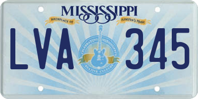 MS license plate LVA345