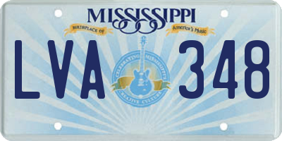 MS license plate LVA348