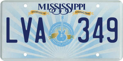 MS license plate LVA349