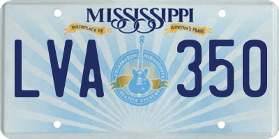 MS license plate LVA350