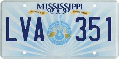 MS license plate LVA351