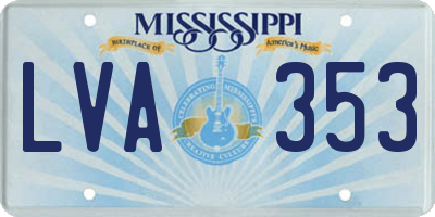 MS license plate LVA353