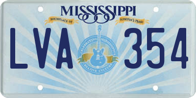 MS license plate LVA354