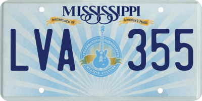 MS license plate LVA355