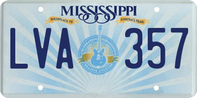 MS license plate LVA357