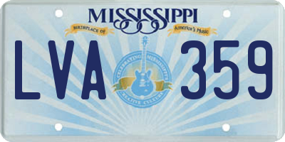 MS license plate LVA359