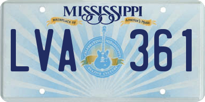 MS license plate LVA361