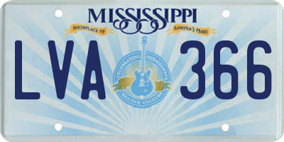MS license plate LVA366