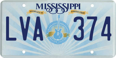 MS license plate LVA374