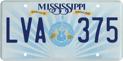 MS license plate LVA375