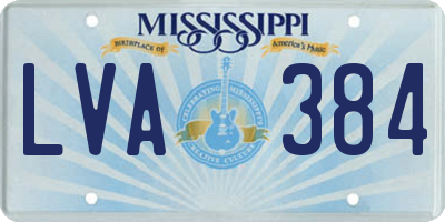 MS license plate LVA384