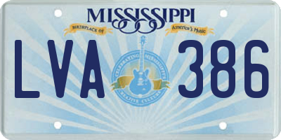 MS license plate LVA386