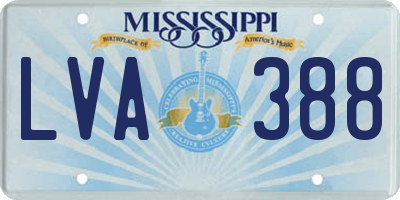 MS license plate LVA388