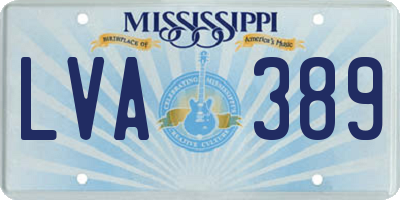 MS license plate LVA389
