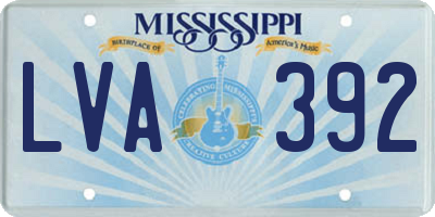MS license plate LVA392
