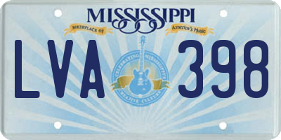 MS license plate LVA398