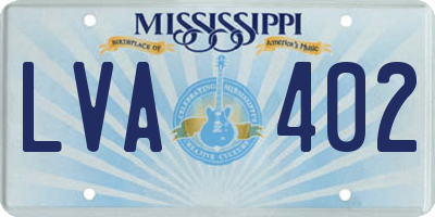 MS license plate LVA402