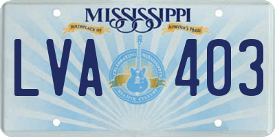 MS license plate LVA403
