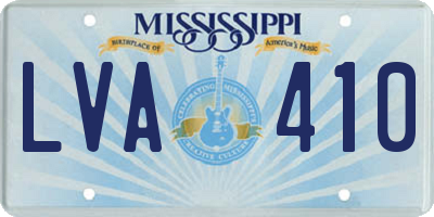 MS license plate LVA410