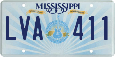 MS license plate LVA411