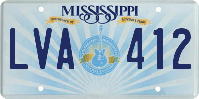 MS license plate LVA412