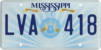 MS license plate LVA418