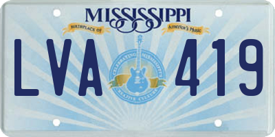 MS license plate LVA419