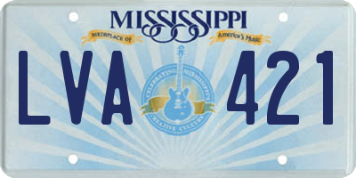 MS license plate LVA421