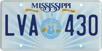 MS license plate LVA430