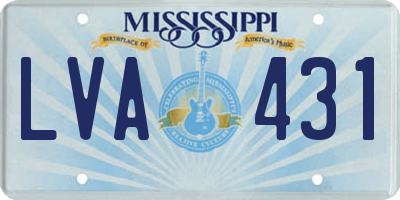 MS license plate LVA431
