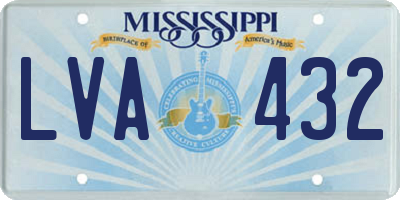 MS license plate LVA432